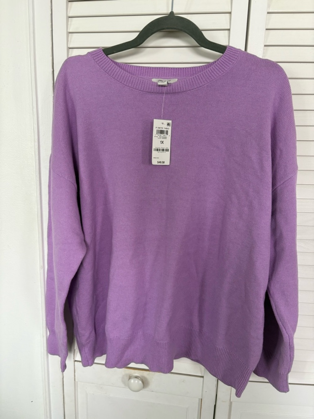 On 34th Classic Lavender Crewneck Lightweight Sweater